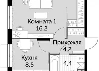 Продаю 1-ком. квартиру, 33.3 м2, посёлок Развилка, ЖК Римский