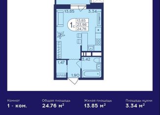 Продам квартиру студию, 24.8 м2, Балашиха, микрорайон Центр-2, к403, ЖК Героев