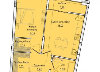 1-комнатная квартира на продажу, 50.7 м2, Екатеринбург, Машинная улица, 1В/3, ЖК Клевер Парк