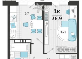 Продажа однокомнатной квартиры, 36.9 м2, Краснодар, улица Автолюбителей, 1Гк1, ЖК Стрижи