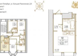 Квартира на продажу студия, 19.2 м2, Санкт-Петербург, Большая Разночинная улица, 9, Большая Разночинная улица