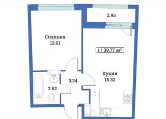 Продается 1-ком. квартира, 38.9 м2, Мурино, ЖК Авиатор, проспект Авиаторов Балтики, 25