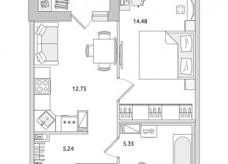 Продажа однокомнатной квартиры, 41.2 м2, Санкт-Петербург, Красногвардейский переулок, 23Н, Красногвардейский переулок