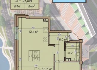 2-комнатная квартира на продажу, 57 м2, Хакасия, улица Комарова, 5Ак2