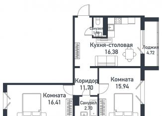 Продается 2-ком. квартира, 64.5 м2, посёлок Пригородный