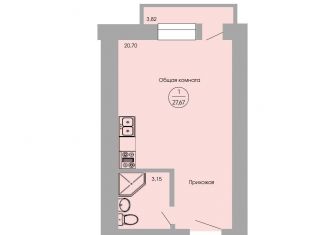 Продам квартиру студию, 27.5 м2, Ростов-на-Дону, улица Вересаева, 103Вс1, Пролетарский район