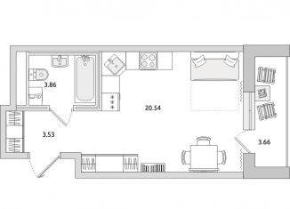 Квартира на продажу студия, 27.6 м2, поселок Бугры