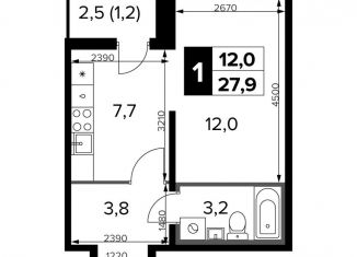 Продаю квартиру студию, 27.9 м2, Москва, станция Водники