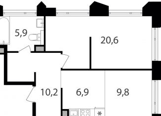 Двухкомнатная квартира на продажу, 53.4 м2, Москва, станция Гражданская, жилой комплекс Петровский Парк 2, к1