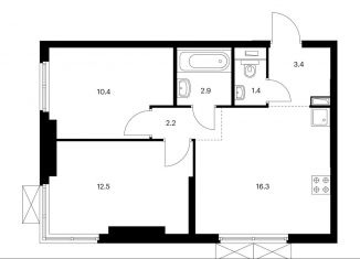 Продается 2-ком. квартира, 49.1 м2, Москва, жилой комплекс Руставели 14, к1/2, метро Дмитровская