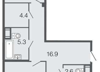 Продается 2-комнатная квартира, 78 м2, Санкт-Петербург, Барочная улица, 6, Барочная улица