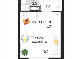 1-ком. квартира на продажу, 21.9 м2, Пермь, Кузнецкая улица, 52, Мотовилихинский район