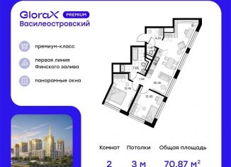 Продается 2-комнатная квартира, 70.9 м2, Санкт-Петербург, территория Невская Губа, 11