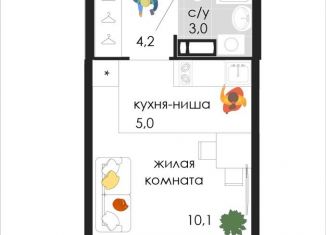 Продажа квартиры студии, 22.3 м2, Пермь, Кузнецкая улица, 43В