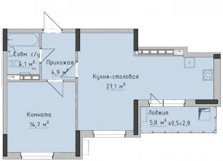 Продам 1-комнатную квартиру, 50.7 м2, Ижевск