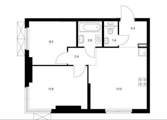 Продается 2-комнатная квартира, 48.3 м2, Москва, метро Дмитровская, жилой комплекс Руставели 14, к1/2