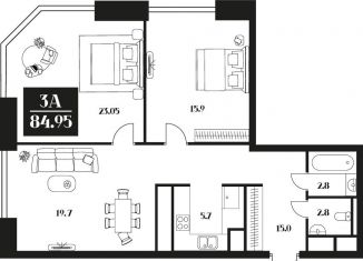 Продается 3-комнатная квартира, 85 м2, Москва, улица Серпуховский Вал, 1, улица Серпуховский Вал