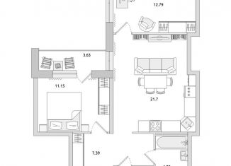 Продам двухкомнатную квартиру, 61.2 м2, поселок Бугры