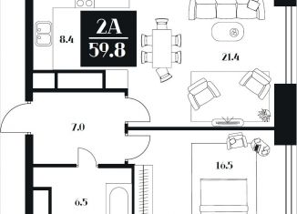 Двухкомнатная квартира на продажу, 59.8 м2, Москва, улица Серпуховский Вал, 1, метро Тульская