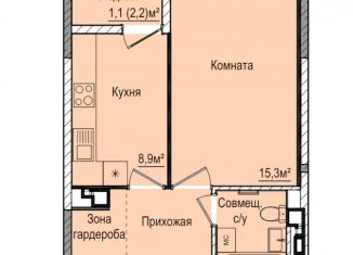 1-комнатная квартира на продажу, 35.7 м2, Ижевск, Индустриальный район