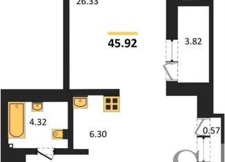 1-комнатная квартира на продажу, 45.9 м2, Новосибирск, метро Гагаринская