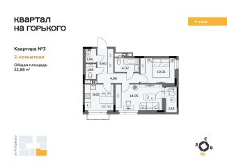 2-комнатная квартира на продажу, 52.9 м2, Ижевск, Первомайский район, Красная улица, 97