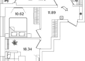 Продается 2-комнатная квартира, 59.7 м2, Санкт-Петербург, метро Лесная