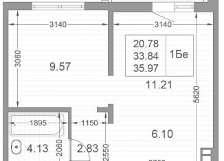 Продается однокомнатная квартира, 35.3 м2, село Усады, ЖК Дома у сада