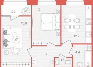 Продаю 2-ком. квартиру, 56.1 м2, Пенза, Ленинский район, площадь Ленина