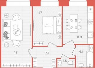 Продам 2-комнатную квартиру, 55.4 м2, Пенза, площадь Ленина