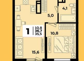 Продается 2-комнатная квартира, 36.7 м2, Новороссийск, ЖК Клевер, улица Куникова, 47Ак1