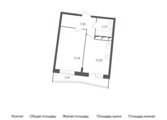 Продается однокомнатная квартира, 35.3 м2, Санкт-Петербург, Заневский проспект, 42, ЖК Малая Охта