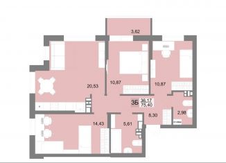 Продается 3-комнатная квартира, 75.4 м2, Екатеринбург, ЖК Шолохов