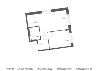 1-комнатная квартира на продажу, 40.8 м2, поселение Рязановское, жилой комплекс Подольские Кварталы, к2