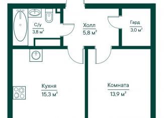 Продам 1-комнатную квартиру, 41.8 м2, Самара, метро Алабинская