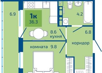 Продается однокомнатная квартира, 36.3 м2, Пермь