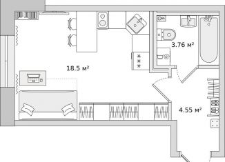 Продаю квартиру студию, 26.3 м2, Санкт-Петербург, Русановская улица, 18к8, ЖК Приневский