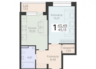 Продам 1-комнатную квартиру, 45.1 м2, Воронежская область