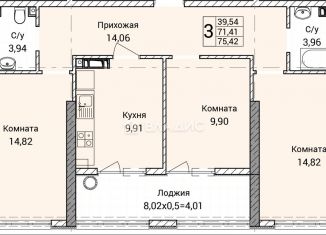 Продаю 3-ком. квартиру, 75.5 м2, Севастополь, улица Братьев Манганари, 30к2, ЖК Порто Франко