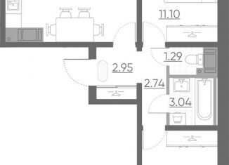 2-ком. квартира на продажу, 50.4 м2, Санкт-Петербург, Чарушинская улица, 26к1, метро Академическая