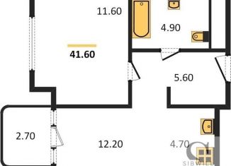 1-ком. квартира на продажу, 41.6 м2, Новосибирск, ЖК Квартал на Декабристов, Зыряновская улица, 53с