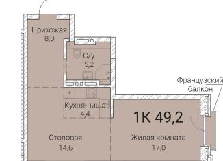 Продам однокомнатную квартиру, 49.2 м2, Новосибирск, Овражная улица, 2А, метро Гагаринская