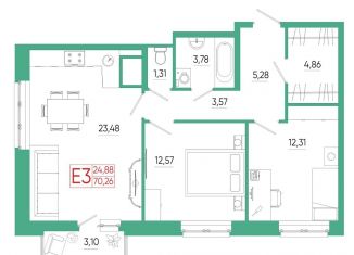 Продаю 2-комнатную квартиру, 70.3 м2, Тула, ЖК Смарт квартал на Сурикова