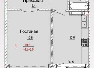 Продаю однокомнатную квартиру, 47.8 м2, город Кизилюрт, улица Гагарина, 54