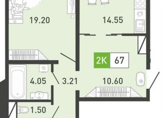 Продам 2-ком. квартиру, 67.5 м2, Тюмень, улица Монтажников, 42к1, ЖК Пятый квартал