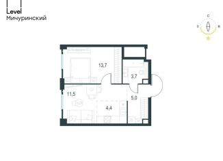 Продажа двухкомнатной квартиры, 38.3 м2, Москва, ЗАО, жилой комплекс Левел Мичуринский, к1