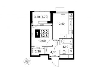 Продажа 1-комнатной квартиры, 32.8 м2, Московская область