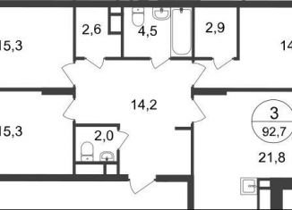 Продаю трехкомнатную квартиру, 92.7 м2, Московский, 7-я фаза, к2, ЖК Первый Московский