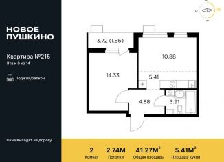 Продажа двухкомнатной квартиры, 41.3 м2, Пушкино, жилой комплекс Новое Пушкино, к23