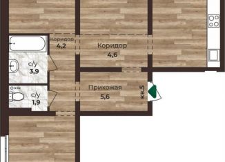 Продается трехкомнатная квартира, 93.4 м2, Барнаул